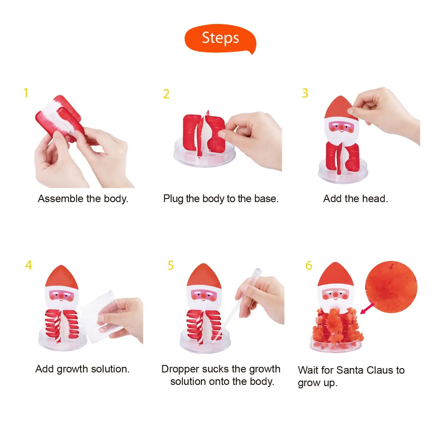 Visual DIY Magic Paper Growing Crystal Christmas Tree Santa Art Craft Novelty Toys Gifts for Kids