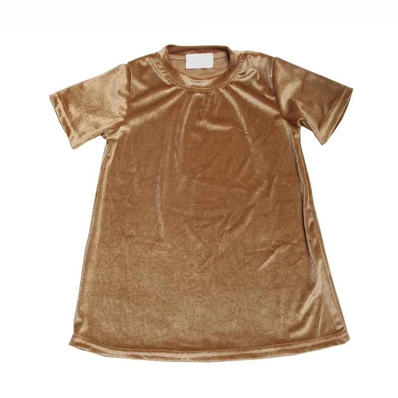 Hot sell multi solid colors lavender velvet dress for girl super pretty T-shirt dress Children velour dress