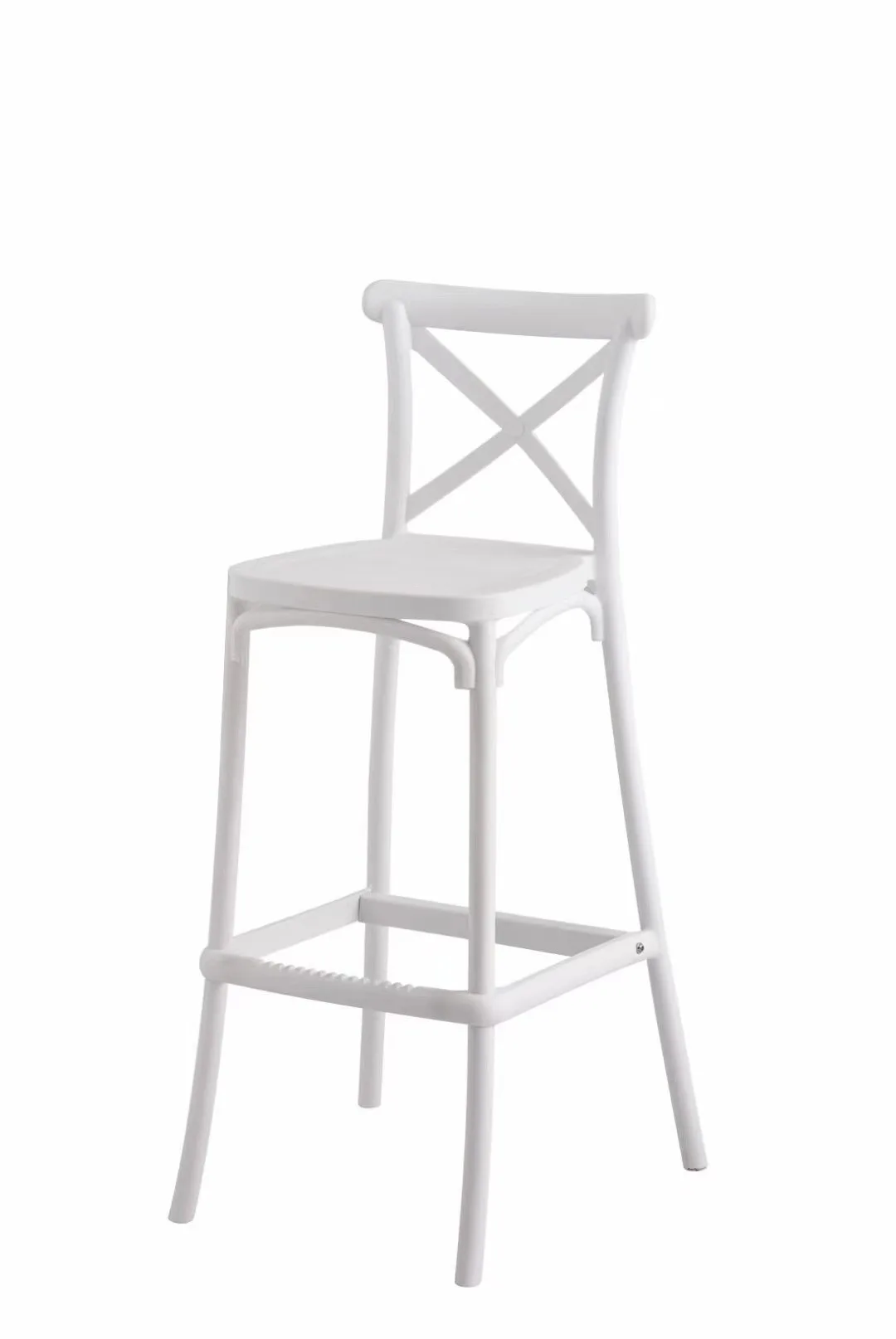 Pp Plastic Modern Nordic Style Shop Pub Cafe Hotel High Chair Cross back Bar Stools