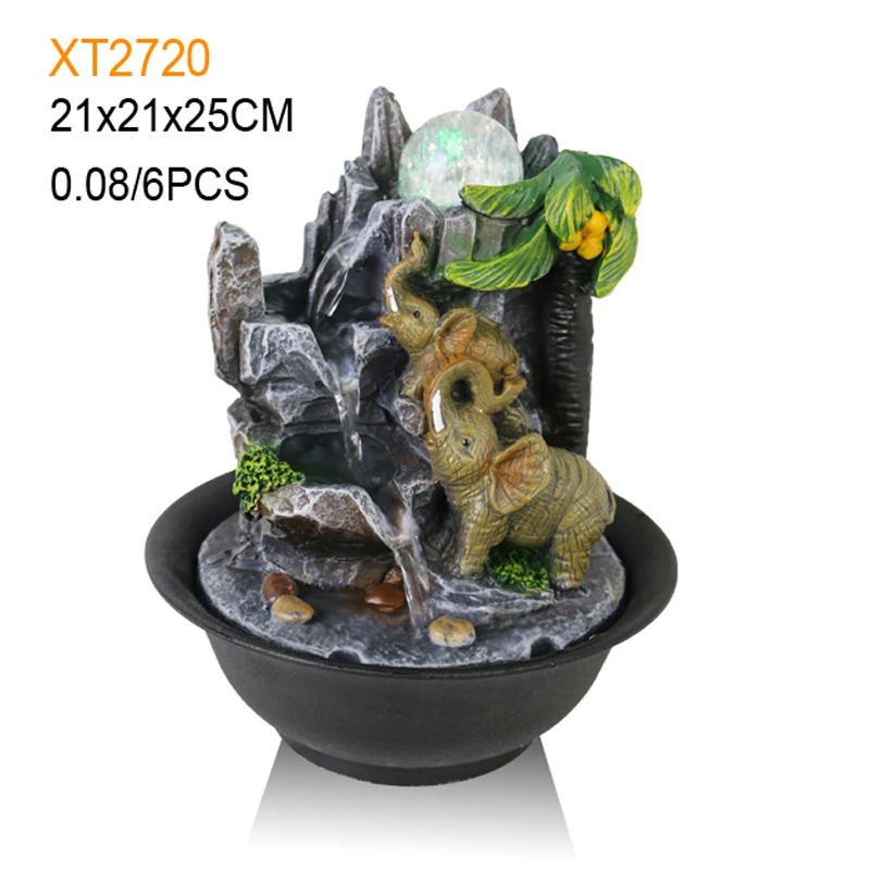 2023 home decoration resin cute elephant sculpture modern tabletop indoor fountain