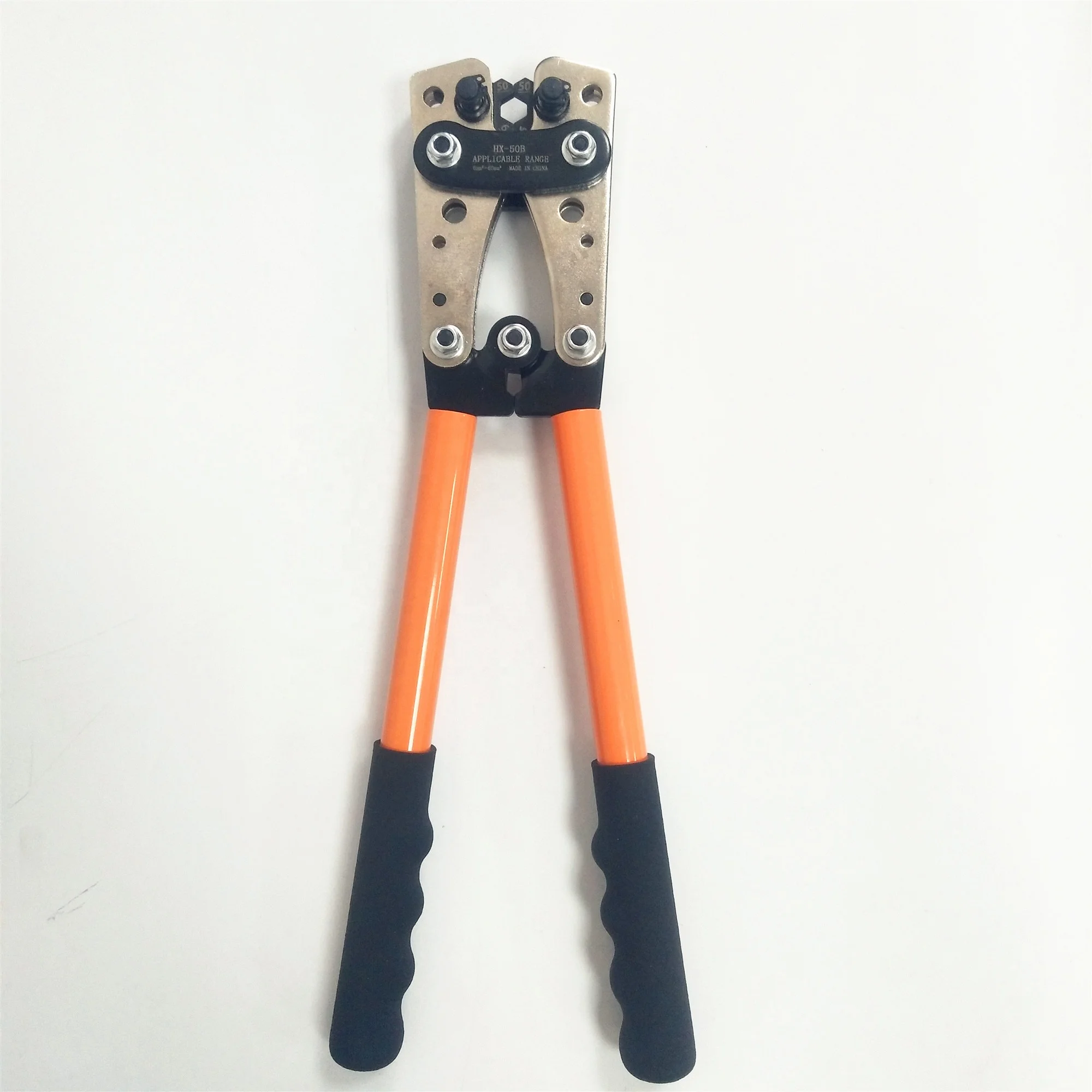HX-50B Wire Terminal Crimping Tool 6-50mm2 Heavy Duty Cable Lug Crimper Plier Cu/Al Terminal Ratchet (AWG10-1/10)