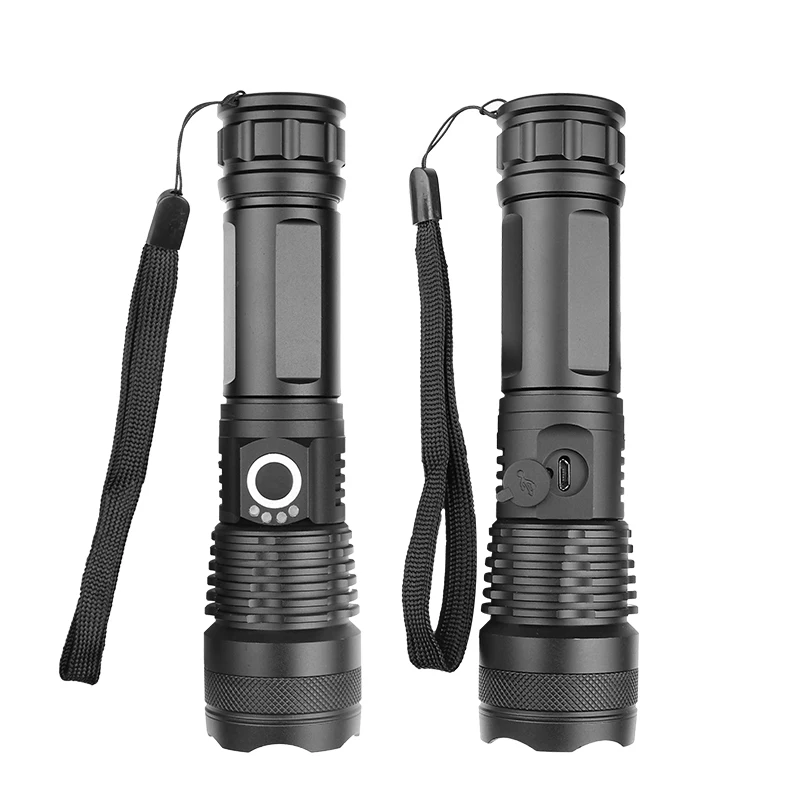 XHP50 LED Rechargeable Hand Held Flashlight 20000 Lumens Streamline Flashlight Professional Strong Light LED Flashlight Torch