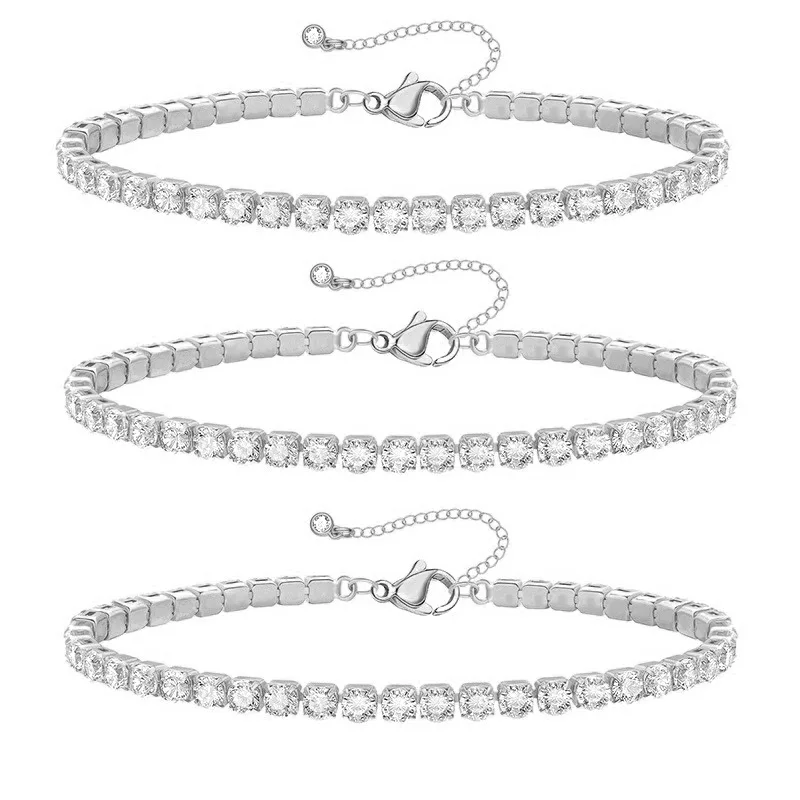 Hip Hop Iced Out Zircon Copper Necklace For Men Women Gold Silver Full Diamond Tennis Chain Necklace