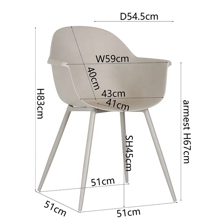 Factory Wholesale Plastic Chair Home Furniture Dining Chair Restaurant Pp Chair With Metal Legs