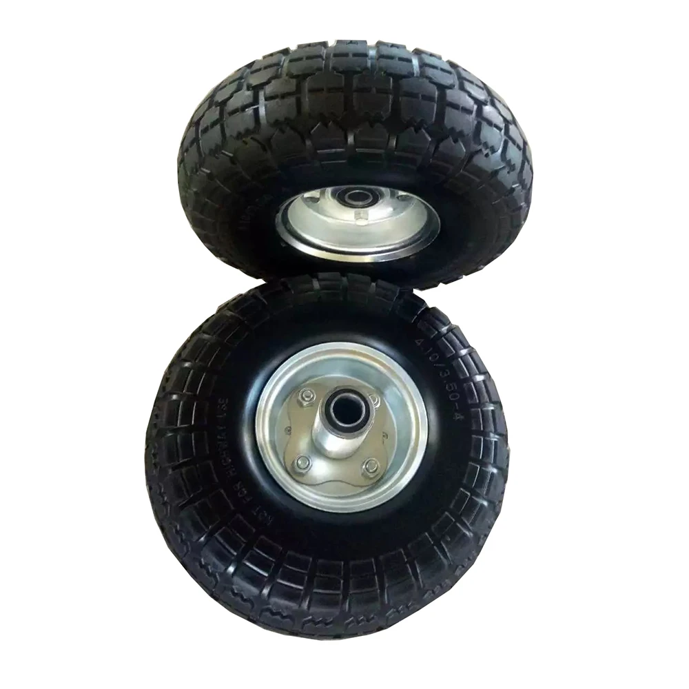 10 дюймов плоские свободные шины твердые резиновые колеса/4 10/3 50-4 безвоздушные колеса с 5/8 дюймовыми центральными подшипниками для ручного грузовика/тележки