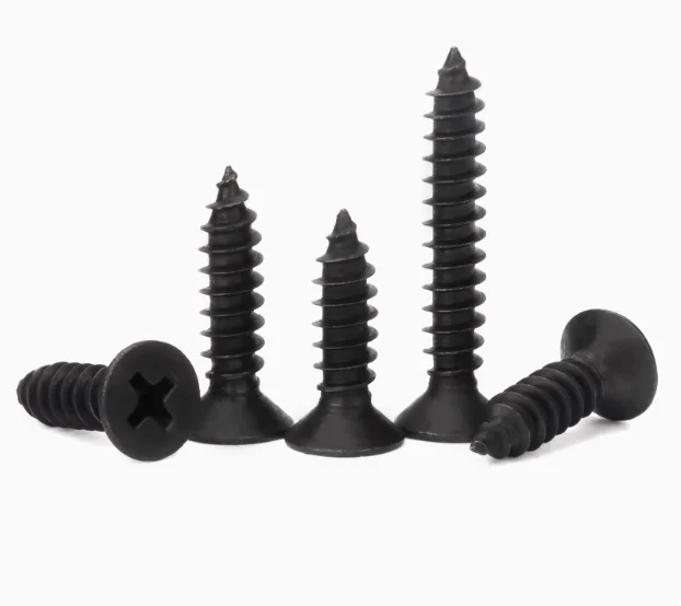 Black Galvanized Stainless Steel Flat Head Tapping Screw Cross Sunken Wood Screw with M3 M5 Titanium Metric Threads DIN Standard