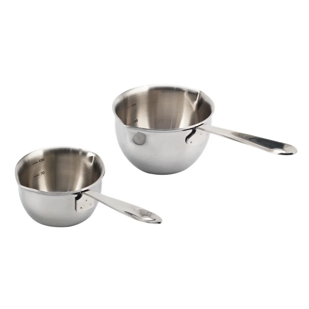 Stainless Steel Butter Warmer Pan, Mini Butter Melting Pot with Dual Pour Spout Induction Bottom Sauce Pan