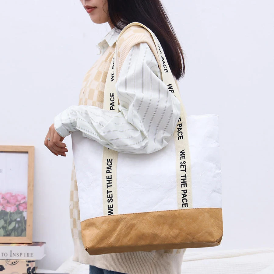 Tyvek paper Bag Coated Dupont Tyvek Shoulder Bag Custom Tyvek Tote Bag For Shopping Manufacture