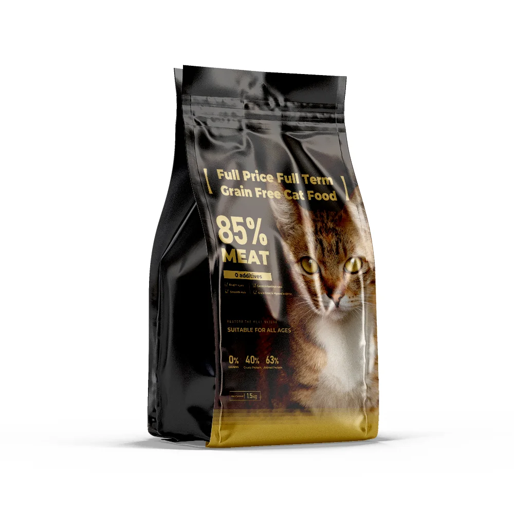 Supplier Custom Design Foil Stand up Pouch Flat Bottom Cat Litter Packaging Zipper Bag Reusable Heat Sealed Coffee Bean Bag