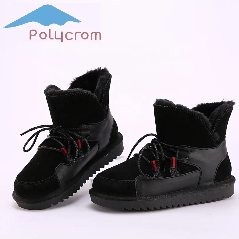 
new product warm fur lining material women work boots genuine leather comfortable warm ladies winter boots 