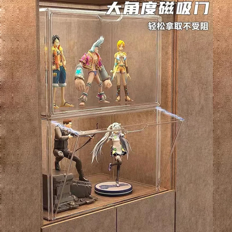 Dustproof protection Display Box for Figures Collectibles Plastic Storage Containers With Magnetic Door