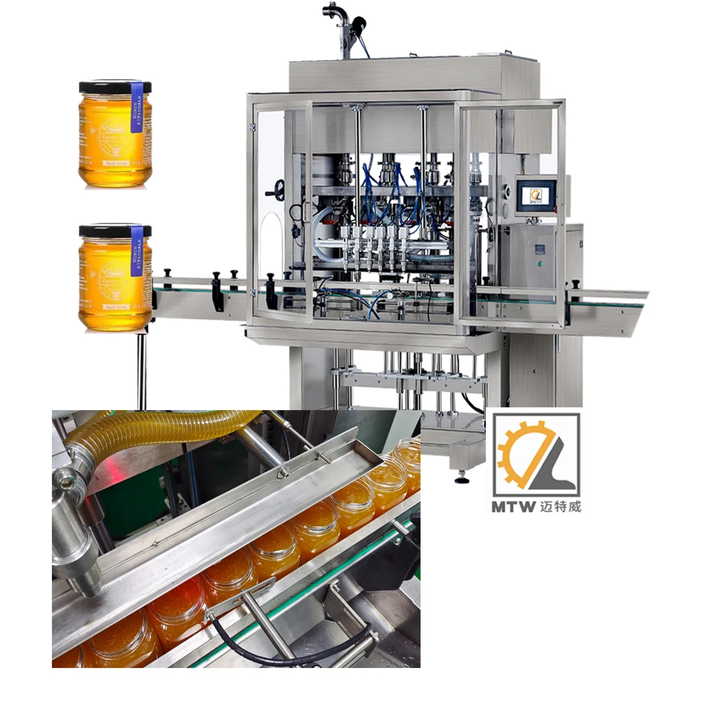 MTW 100-1000ml filling nozzles automatic eight head large size honey process filling machine production line