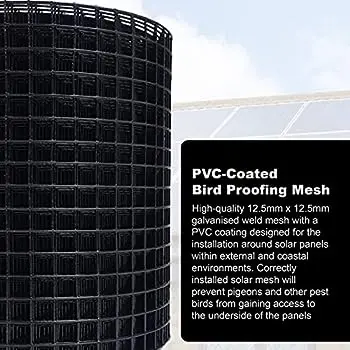 6 inch x100 ft Pvc Welded Mesh Solar Panel Bird Wire guard kit proof pigeon net for Solar Panels