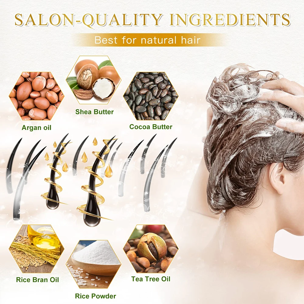 Eco Friendly Solid Organic and Vegan Natural Argan oil and Rice Shampoo Bar of Private Label Soap