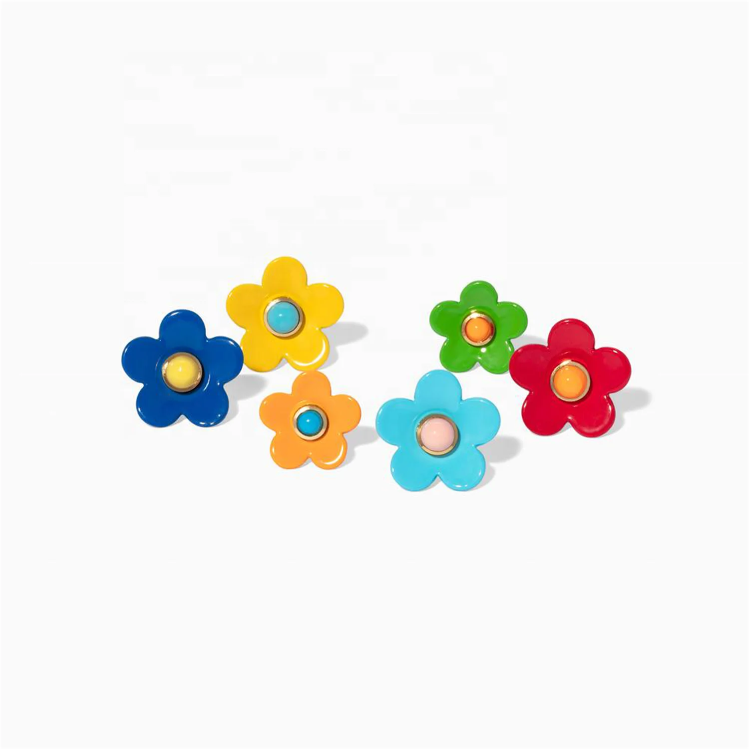 hot sale Alloy Flow Stud Earrings Mini Five-petaled Flower Enamel Earring tiktok popular custom acrylic earrings