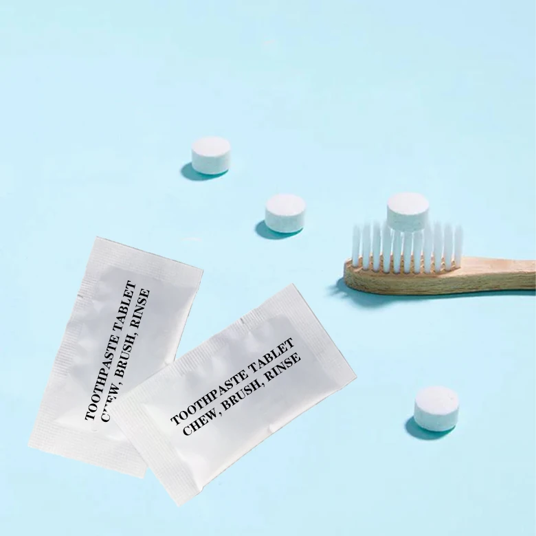 Custom Factory Price Biodegradable tooth tabs Portable Hotel Use Small Qty 2Pcs Travel Toothpaste Tablets
