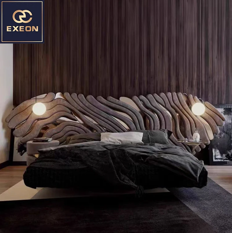 Luxury Modern Light Villa High Quality Queen Bed Classical Bed Room Furniture Hotel Design Double Bed