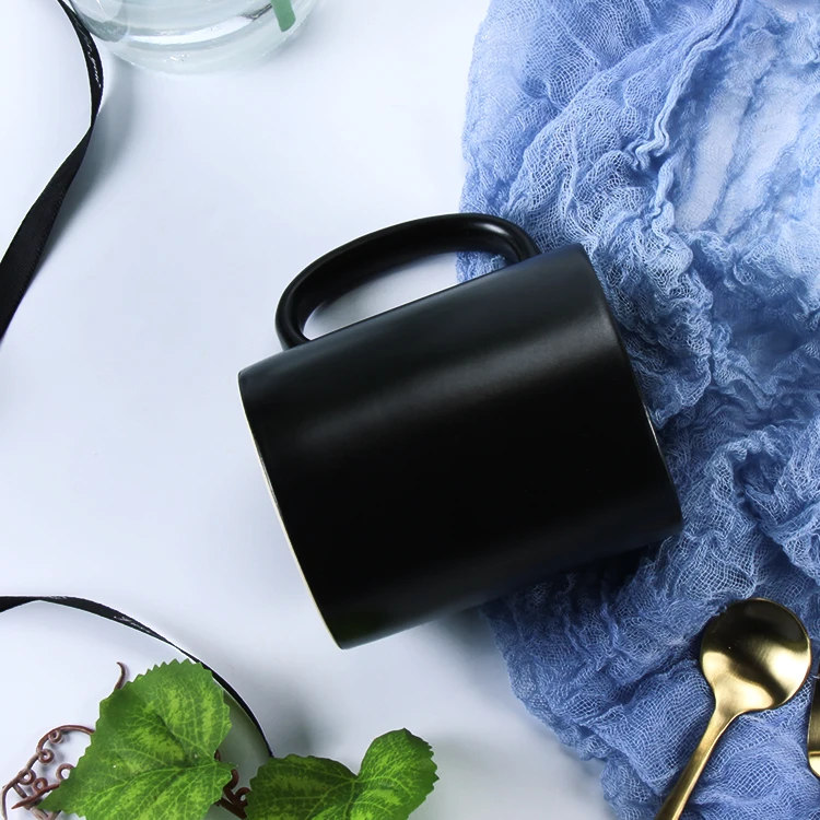 Custom 11oz sublimation printing straight porcelain black matt coffee mugs cups