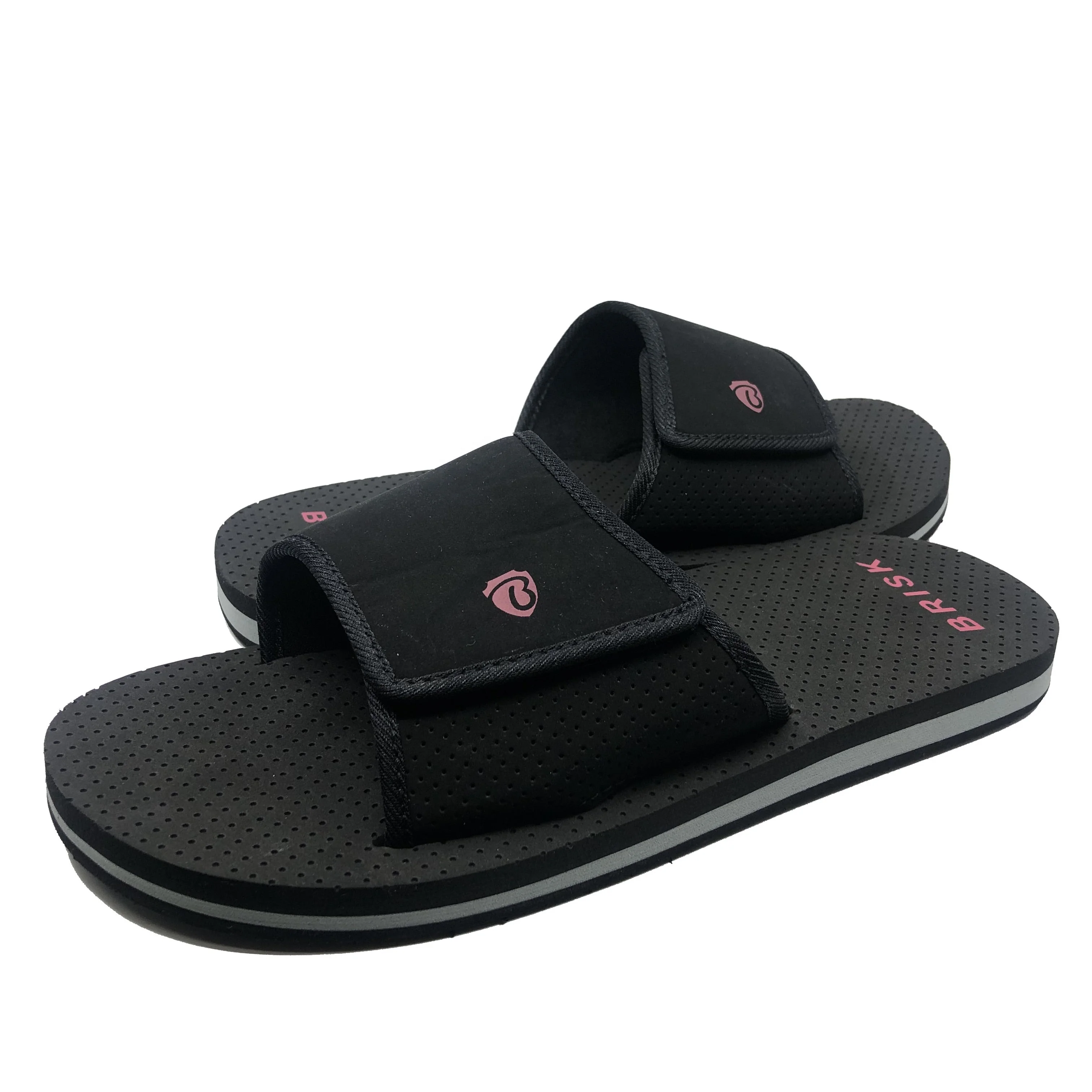 Super soft flat footwear adjustable navy upper sandals fashion shoes men slides slippers.