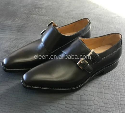 
Handmade Mens Fashion Monk Strap Calfskin Genuine Leather Dress Shoes 