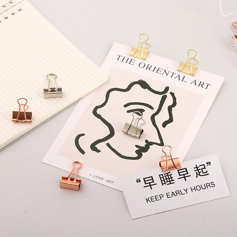 19mm Rose Gold Long Tail Clip Metal Small Hand Account Binding Dovetail Binder Test Paper Clip Ticket Clip For Office