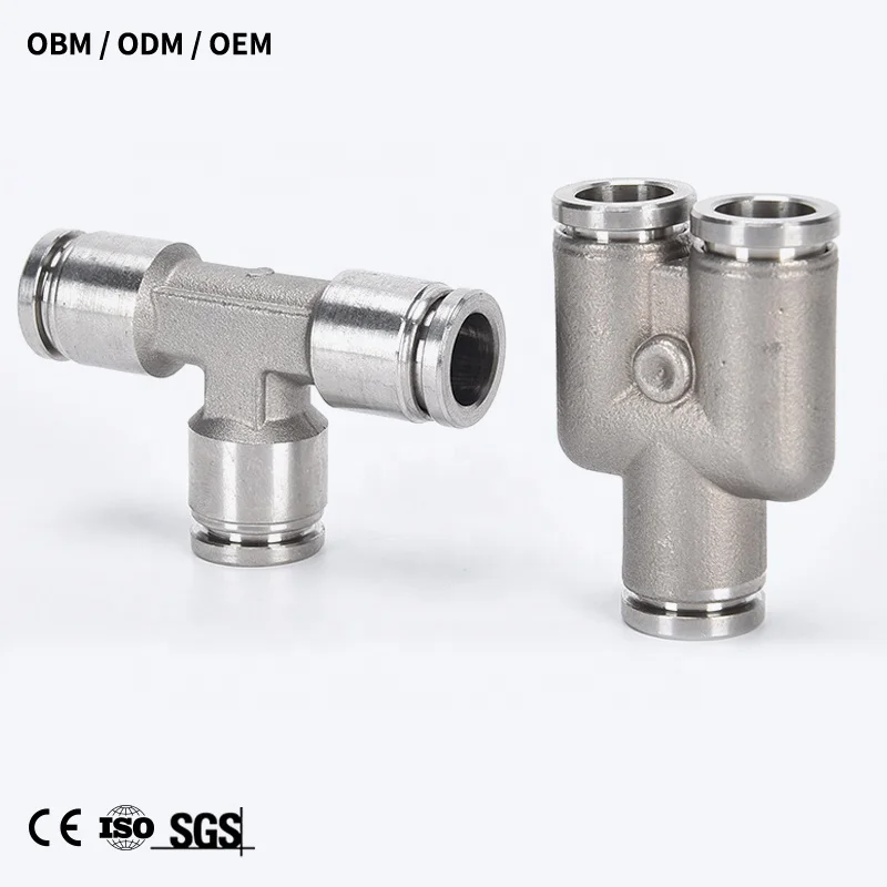 Tee union Y stainless steel push to connect fittings air line fittings 3 way for 4mm tube
