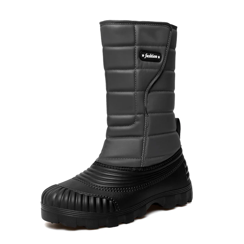 Large Size Wholesale Anti-Slip Leather High-Cut Snow Boots Men Warming Mens Snow Boots Wear-resistant Casual Cotton-padded Shoes