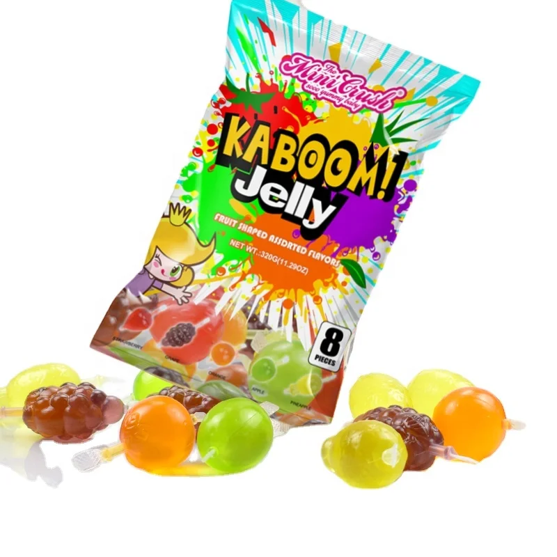 Fruit Jelly Candy, Assorted Flavors Squeezable Vegan-Friendly, 9 Count Bag