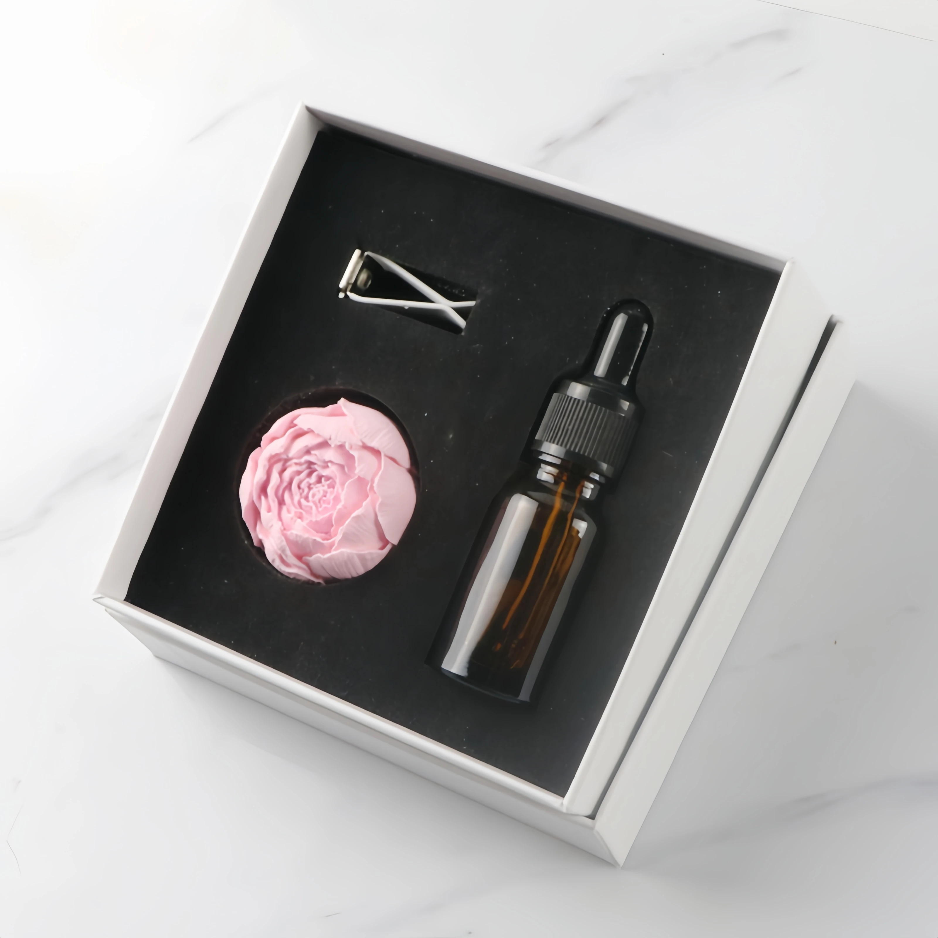 FinRu Wholesale Pink Ceramic flower aromatherapy Essential oil Stone car decorative air freshener vent clips diffuser