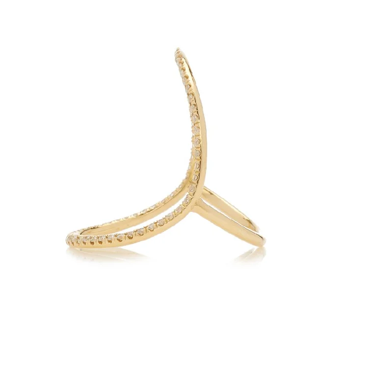 Fashion sterling silver gold plated curve big circle index finger rings