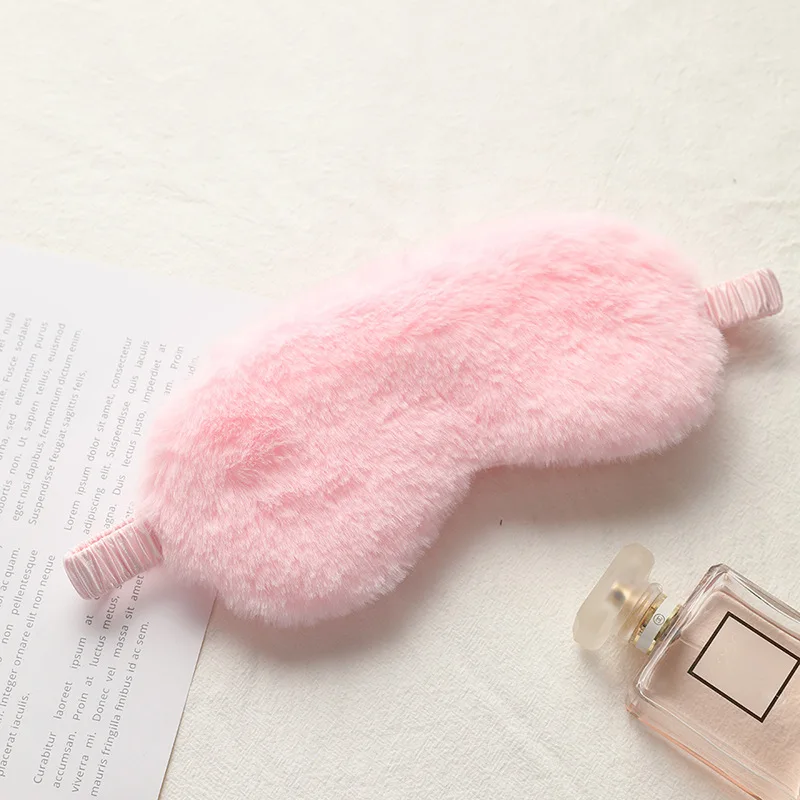 Rabbit fur breathable skin friendly plush lovely home sleep eye mask wholesale
