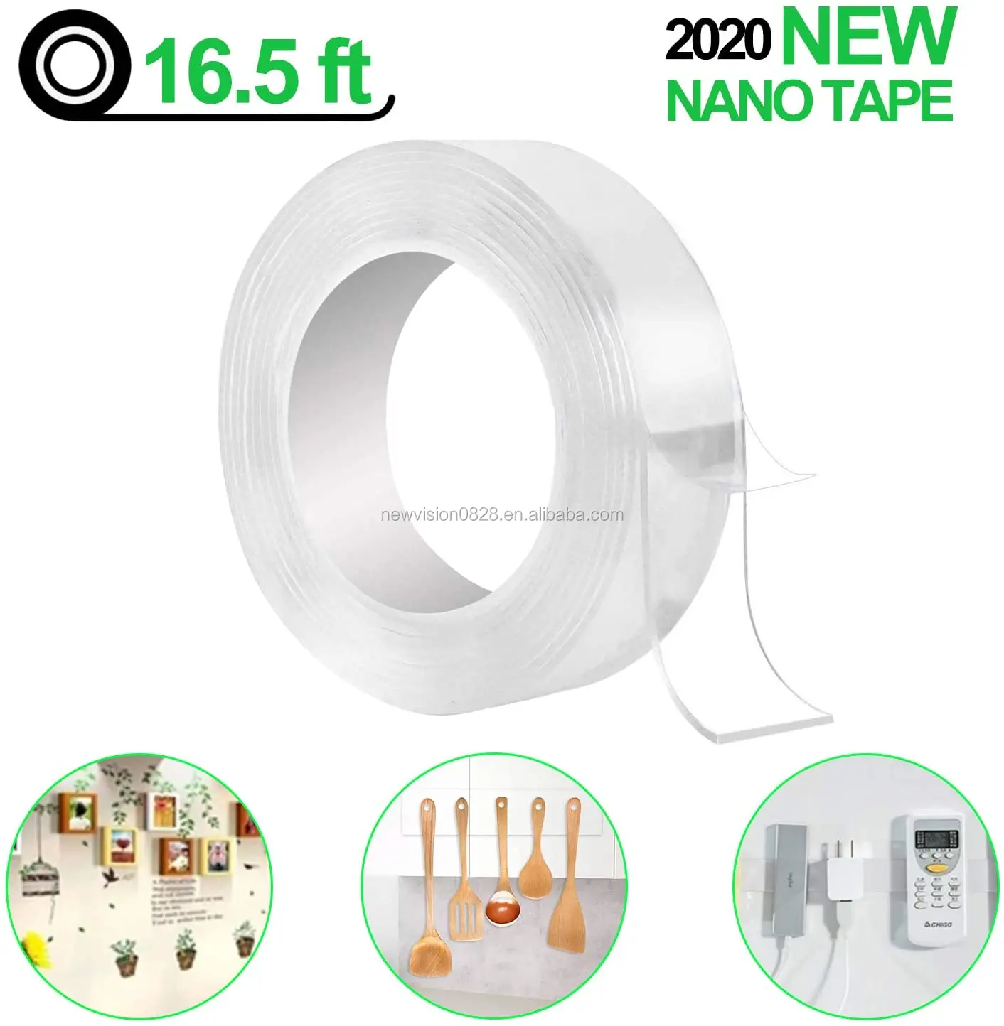 Traceless Washable Adhesive Removable Reusable Adhesive Gel Grip Tape Duty Double Sided Tape Clear Silicone Tape for Paste Photo