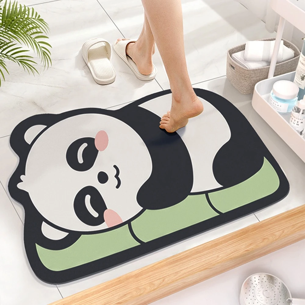 Cartoon Animal 40x60cm Quick-Dry Bath Mat Non-Slip & Super Absorbent Versatile Use for Home & Kitchen-Oval Washable for Bathroom