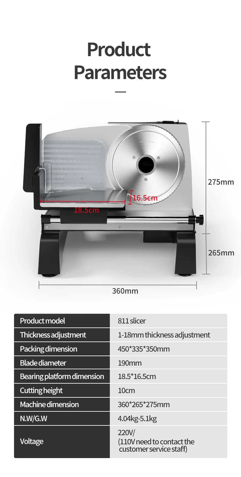 Detachable 19cm Stainless Steel Blade Food Slicer for Bread 0-18 mm Thickness Adjustable Non-Slip Feet Watermelon Slicer veneer