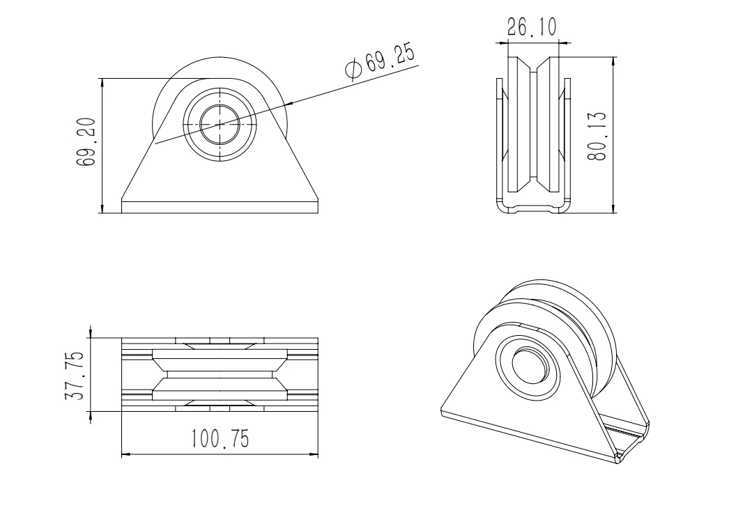 Sliding Gate Wheels V Groove Caster Heavy Duty Rigid Caster With Bracket For Rolling Driveway Gate Industrial