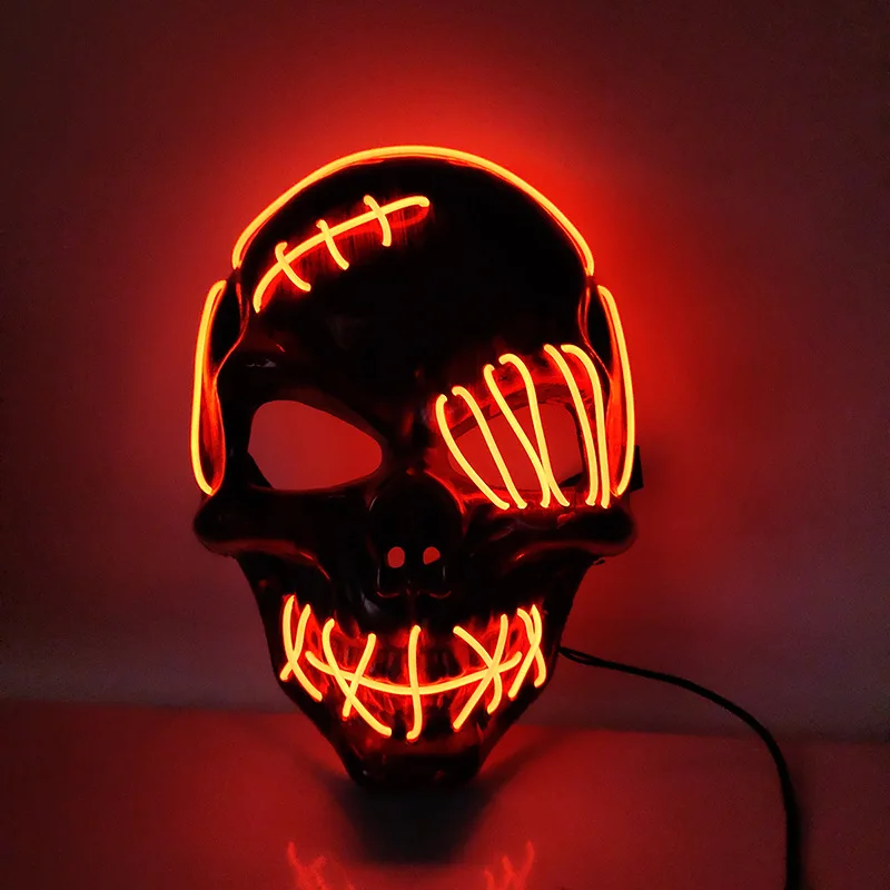 Scar One-eyed skeleton Mask with Blood Horror Cold Light Halloween Mask LED Glowing Mask