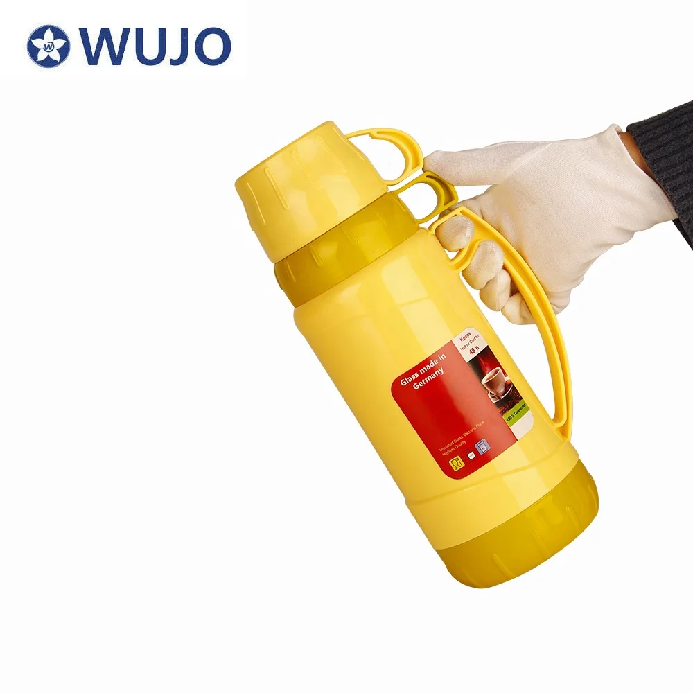 Manufacturer 1L 1.8L Vacuum Insulated Garrafa Tea Water Flask Travel Plastic Thermos Termos with Glass Liner