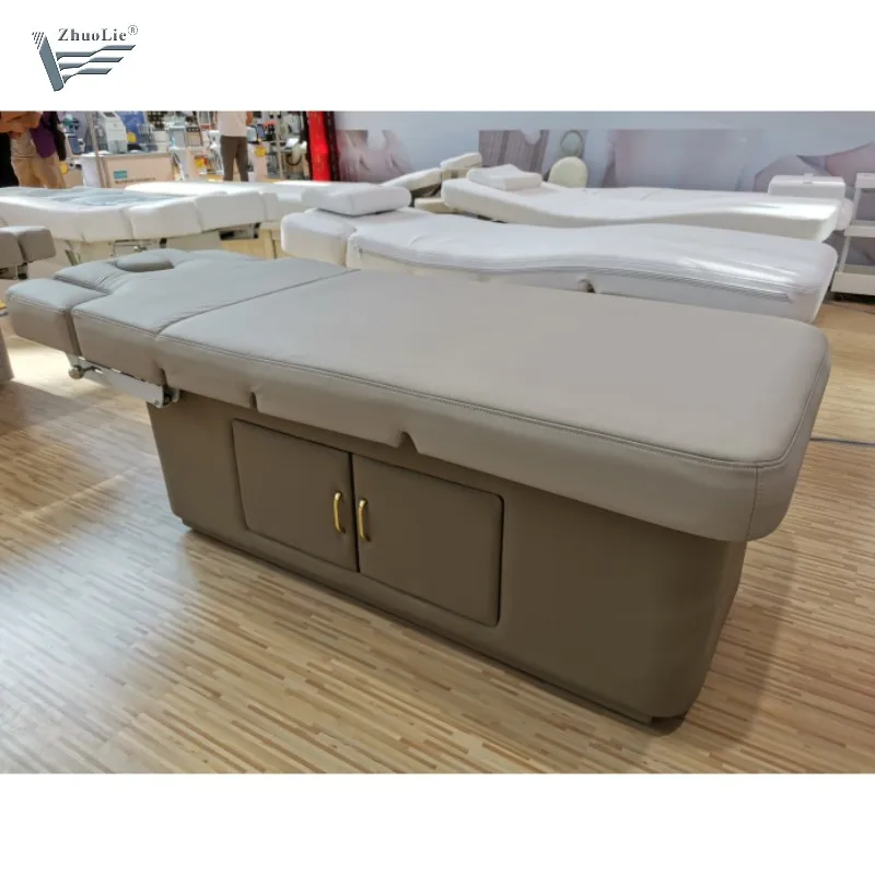 High Quality Spa Bed Table Electric Adjustable Massage Bed Pneumatic Handrail Storage Cabinet Beauty Salon Use