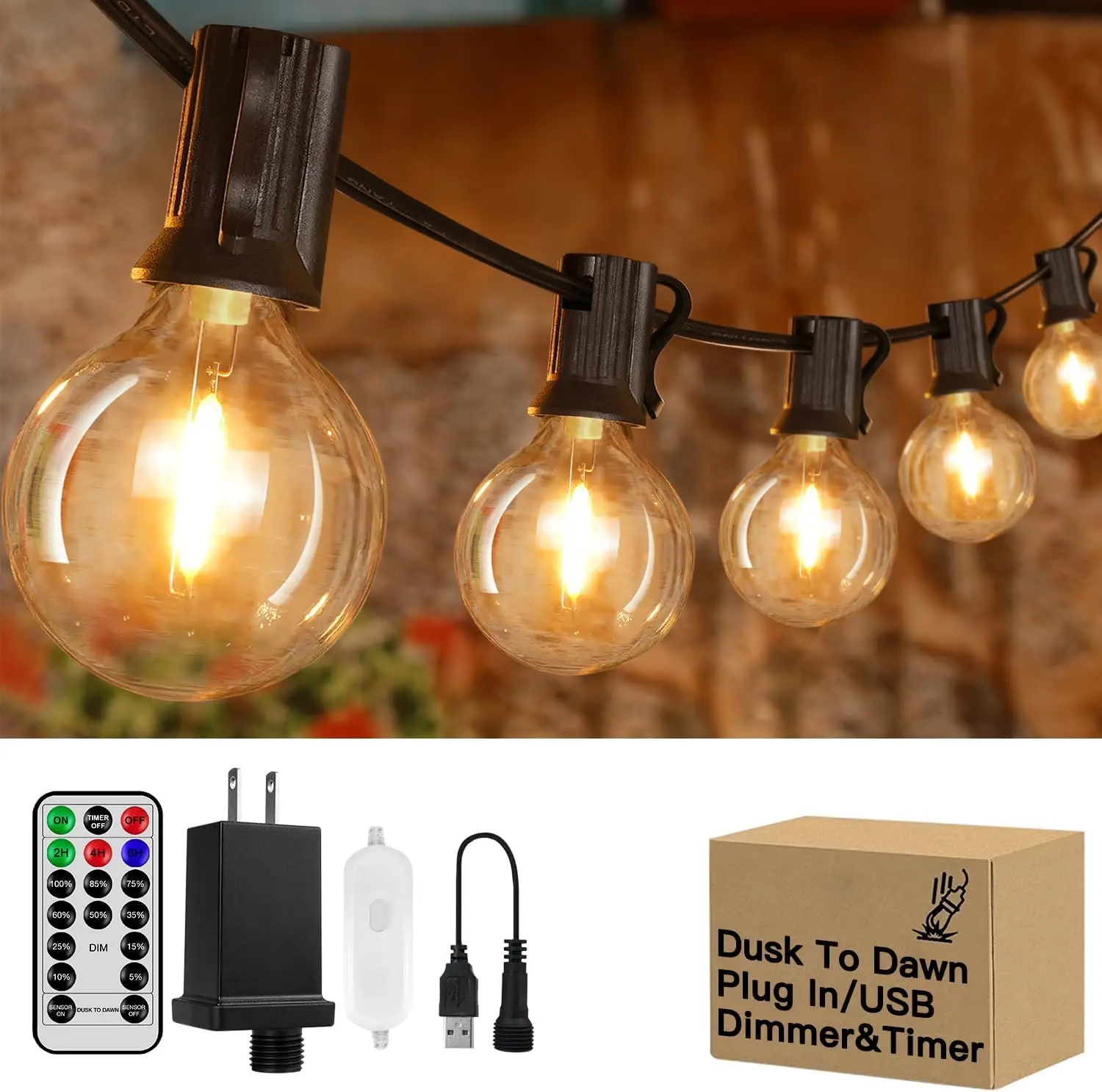 G40 LED Replacement Bulbs E12 Screw White Base Shatterproof Bulbs Outdoor String Lights 1 Watt Equivalent to 5 Watt White Bulbs