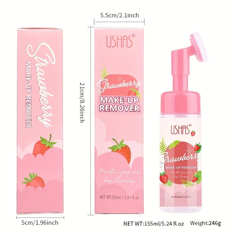 OEM 150ml Strawberry/Hyaluronic Acid/Peach And Cucumber Make-up Remover With Dense Foam Gentle Cleaning And Smooth Skin