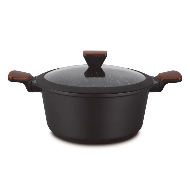Hot selling non-stick marble coating casserole high quality die cast aluminum cookware set with silicon lid