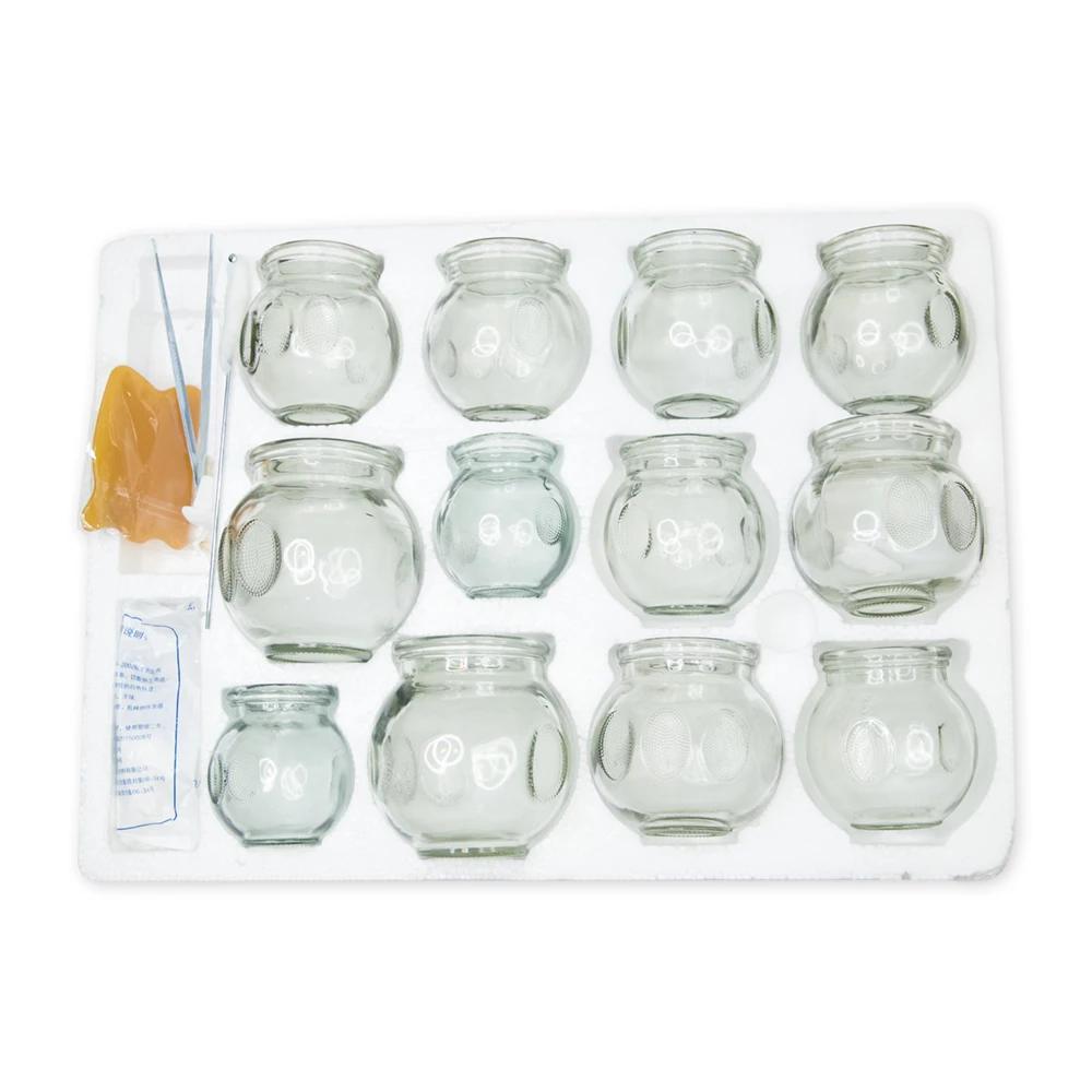 
Traditional Chinese Thick Glass Fire Cupping for Body Health set 12pcs Massage Cupping Set With Packaging Box 