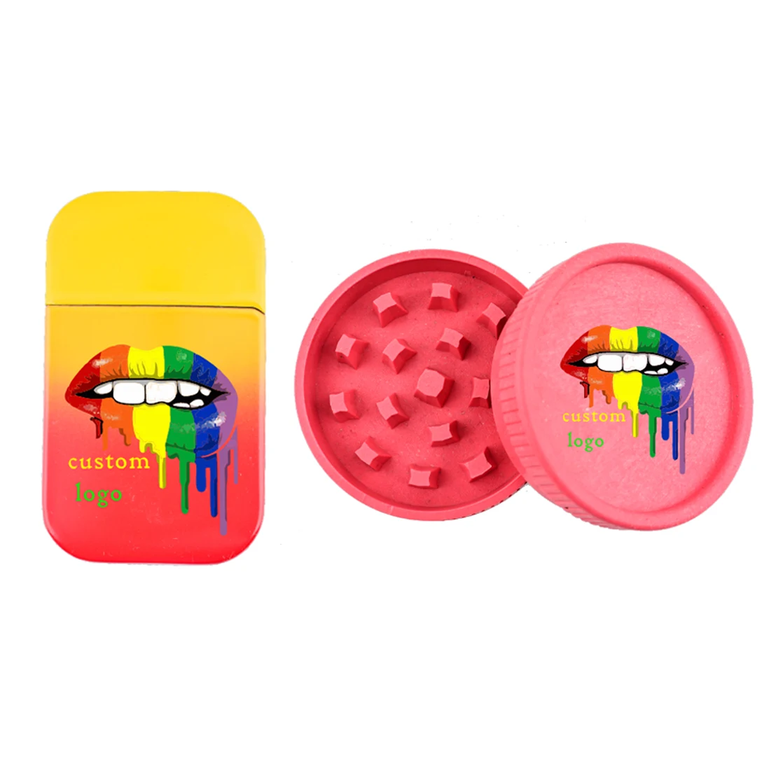 custom logo novelty design printing biodegradable smoking accessories herb grinder set