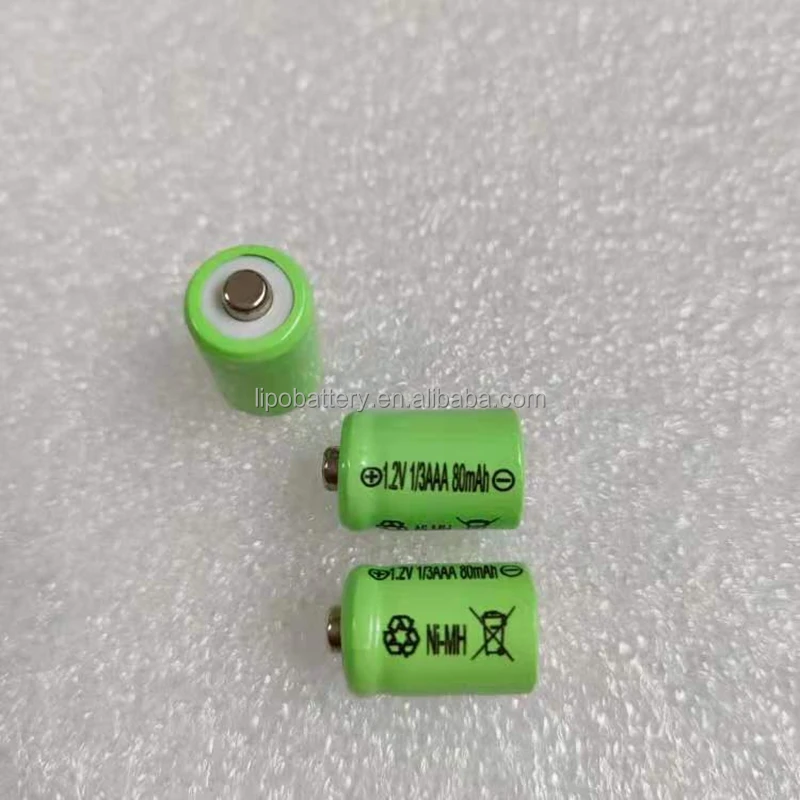 1/4aaa 1/3aaa 80mah akku 1/3aaa 80mah 100mah 120mah batteries 1.2 v rechargeable ni-mh 80mah 1.2v