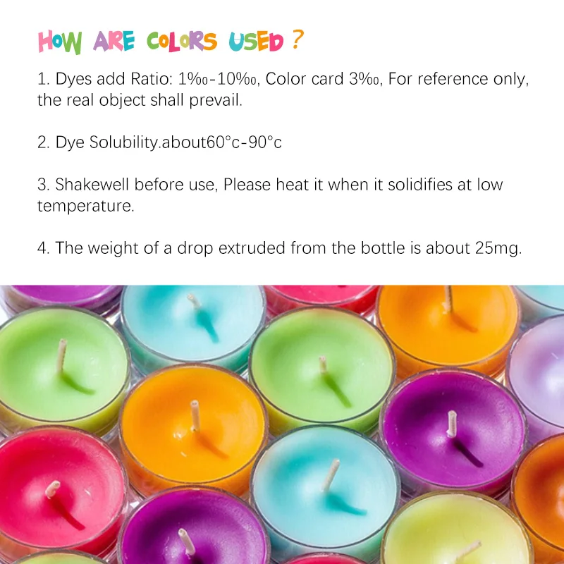 Wholesale high quality 20ml individual color box pigment candle liquid dye