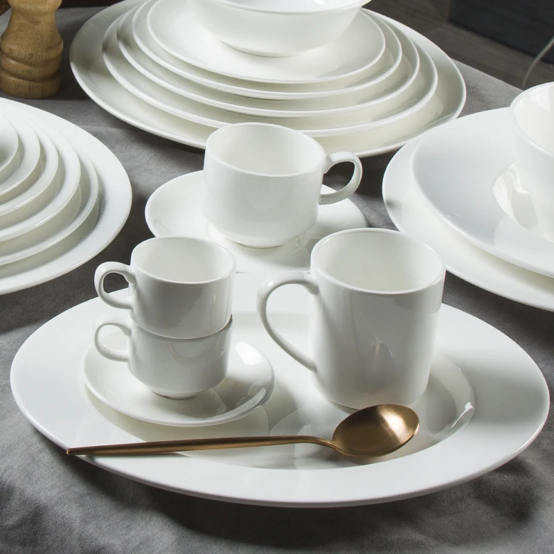 Ceramic Manufacturing Classic White Ceramic Dinner Set Porcelain Dishes Plates Set Hotel Chinaware Hotel & Restaurant Supplies