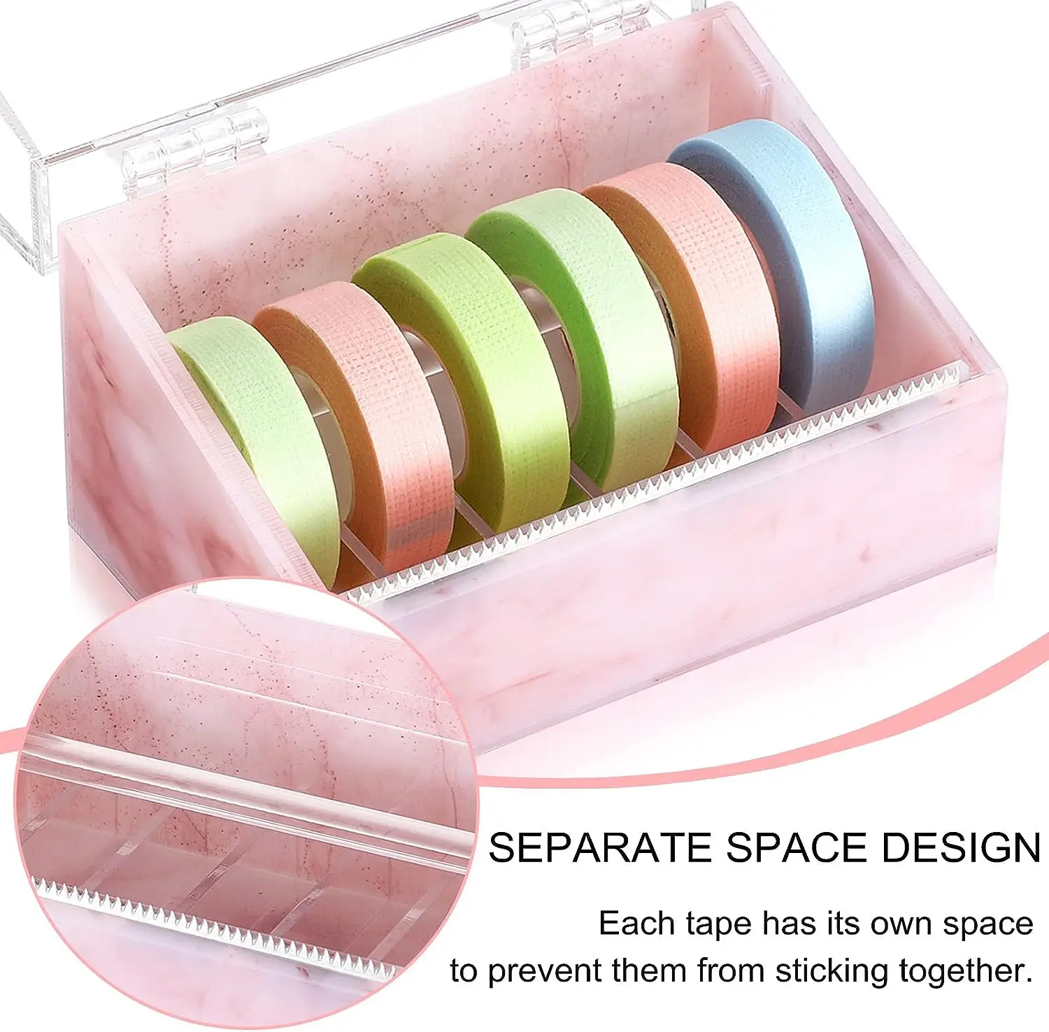 Dustproof Eyelash Tape Cutter Acrylic Multi-Grids Tapes Storage Box False Eyelash Tape Dispenser Holder Eyelash Tool
