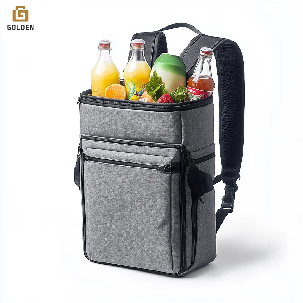 Golden Customize Logo Backpack Large Capacity Set Insulated Cool Lunch Box Bear Beach Thermal Foldable Cooler Bag For Outdoor