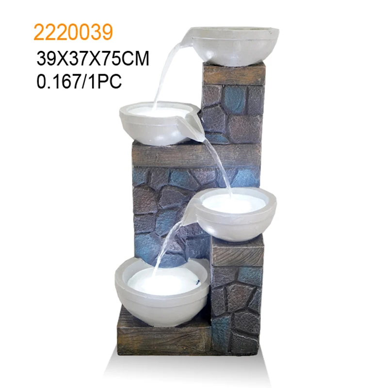 Natural garden resin fountains polyresin garden fountains with lights