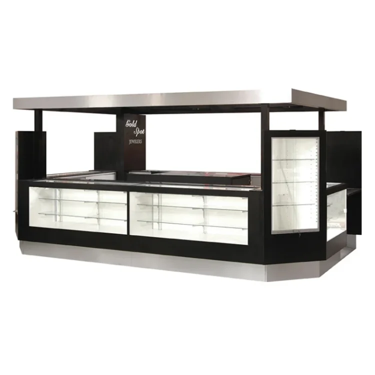 Черный Ювелирный Киоск разработан с витриной ювелирных изделий стеклянная подставка для продажи